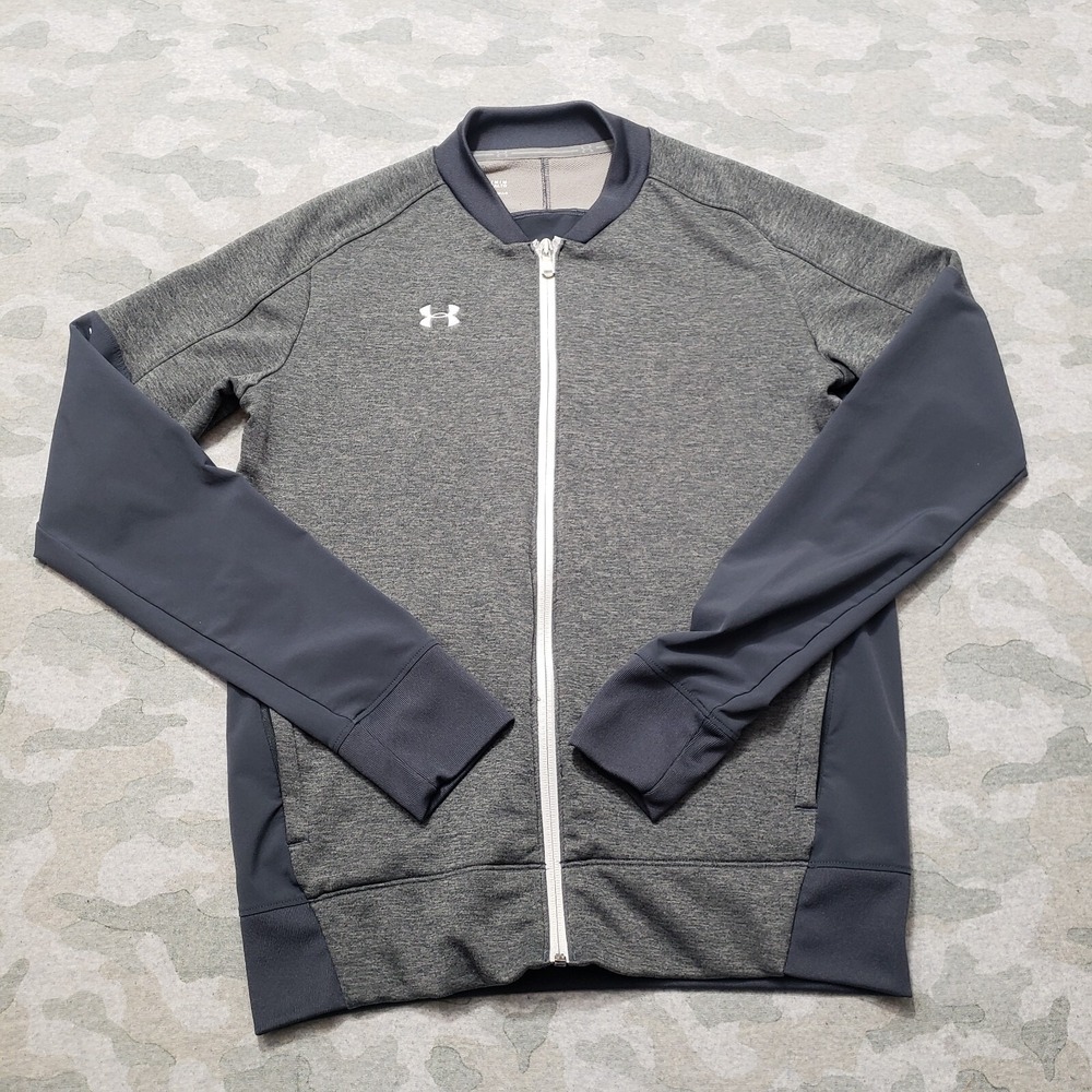 Under Armour Sweatshirt Womens Medium Tall Gray Coldgear Full Zip Long Sleeve